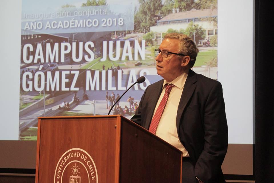 Prof. Ennio Vivaldi, rector de la Universidad de Chile, en la inauguración del año académico 2018 de JGM