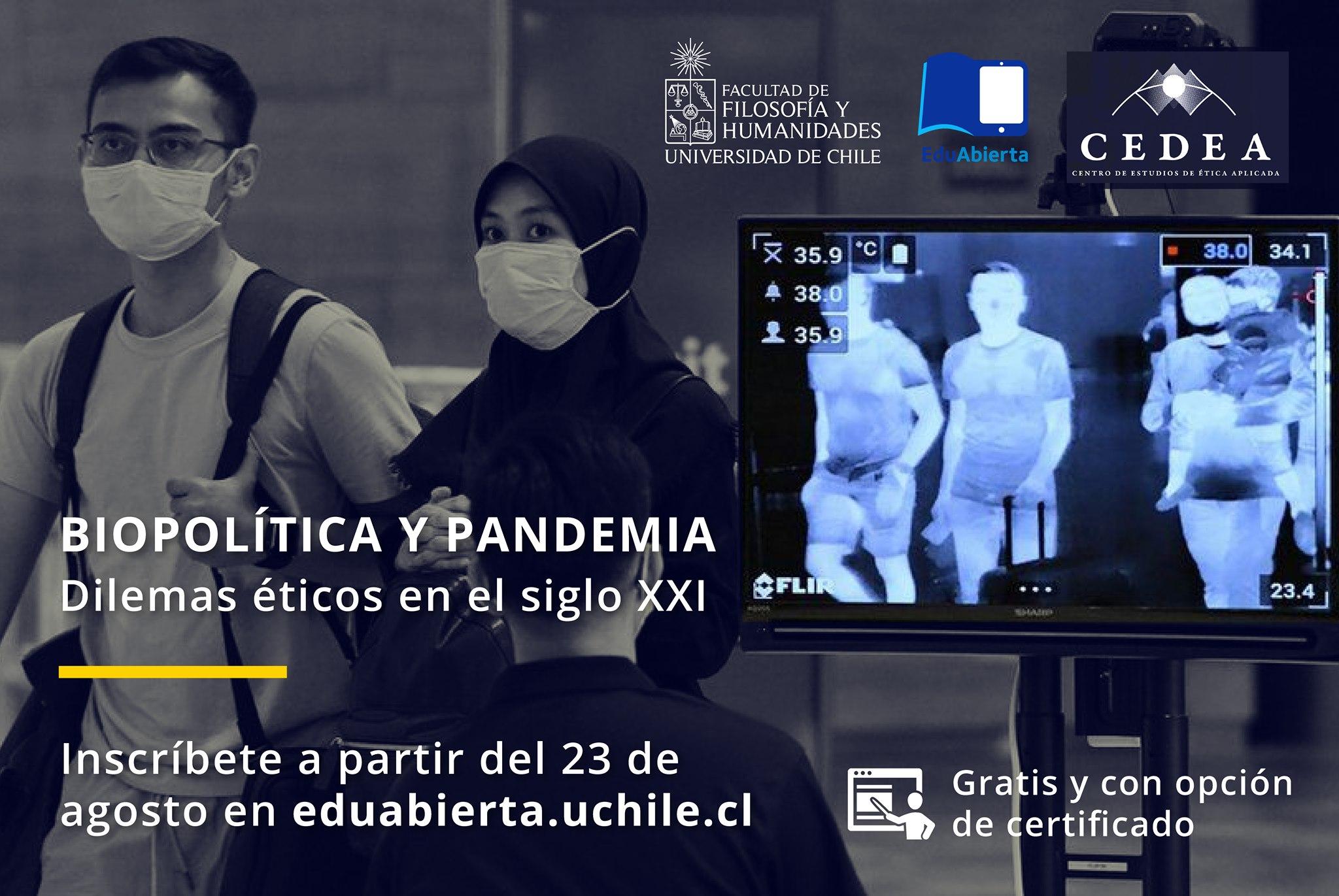 Inscripciones abiertas para curso gratuito "Biopolítica y Pandemia: dilemas éticos del siglo XXI" de la Universidad de Chile